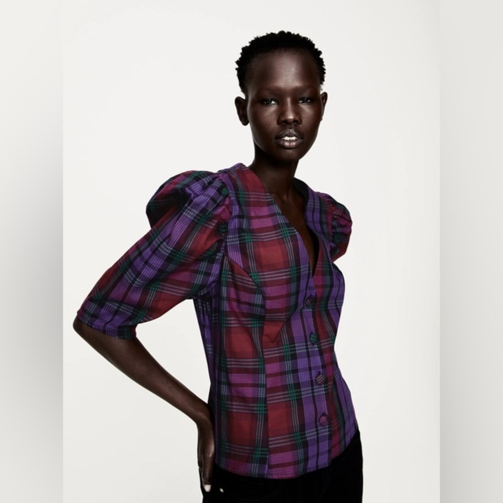 Zara Plaid Top